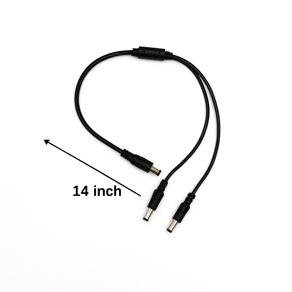 DC Power Splitter Cable – 14 Inch | 1 Male to 2 Male Connector